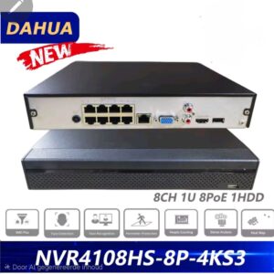 Dahua NVR NVR4108HS-8P-4KS3 4K recorder 8POE 8CH 1HDD aansluiting